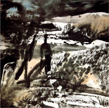 13  Automne 1990-1993 Encre sur papier 138 x 138cm ( collection du Musee d'Art de Shanghai )
